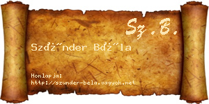 Szünder Béla névjegykártya